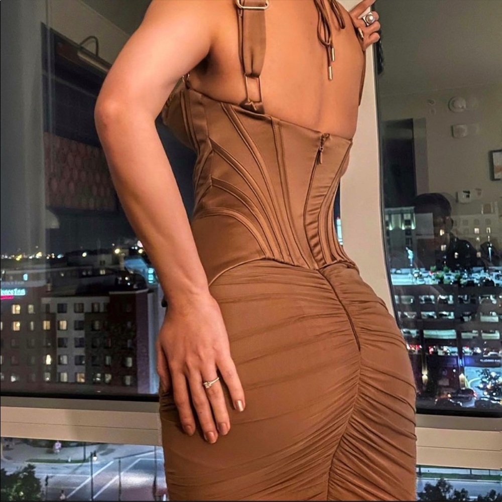 House of CB Brown corset bustier dress